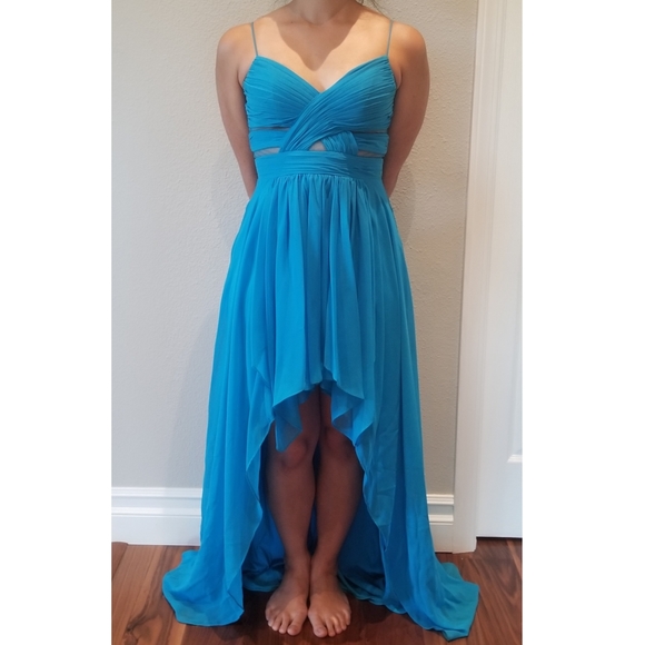 Turquoise Blue Hi-Low Dress - Picture 1 of 6